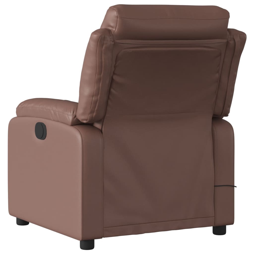 Poltrona de massagens reclinável couro artificial castanho