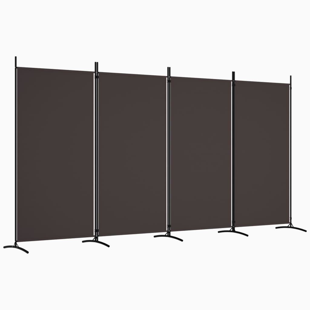 Divisória de quarto com 4 painéis 346x180 cm tecido castanho