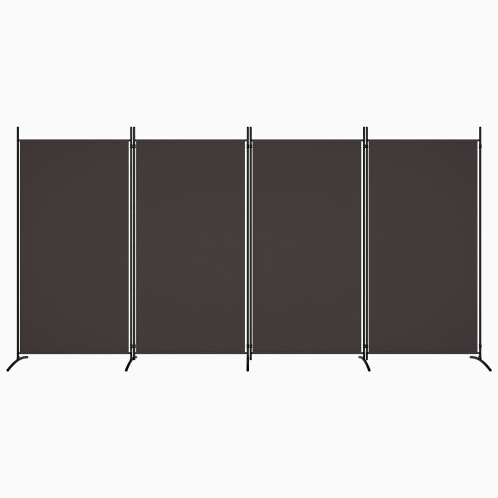 Divisória de quarto com 4 painéis 346x180 cm tecido castanho