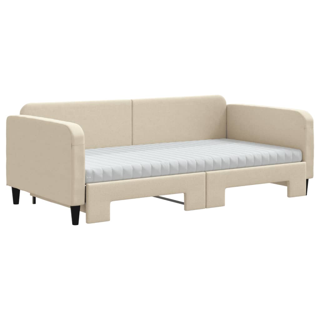 Sofá-cama c/ gavetão e colchões 100x200 cm tecido cor creme