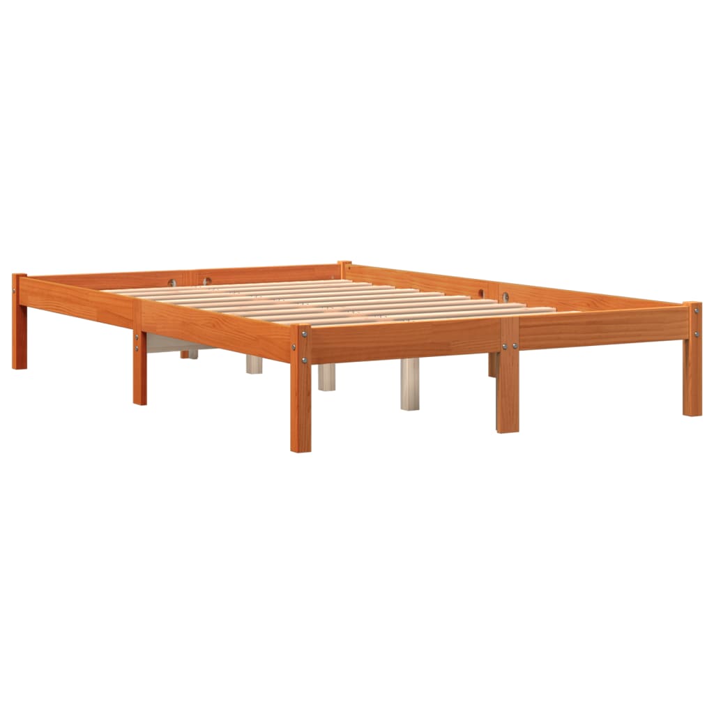Cama sem colchão 120x200 cm madeira pinho maciça castanho-mel