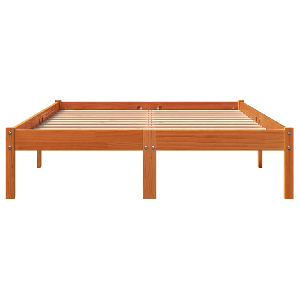 Cama sem colchão 120x200 cm madeira pinho maciça castanho-mel
