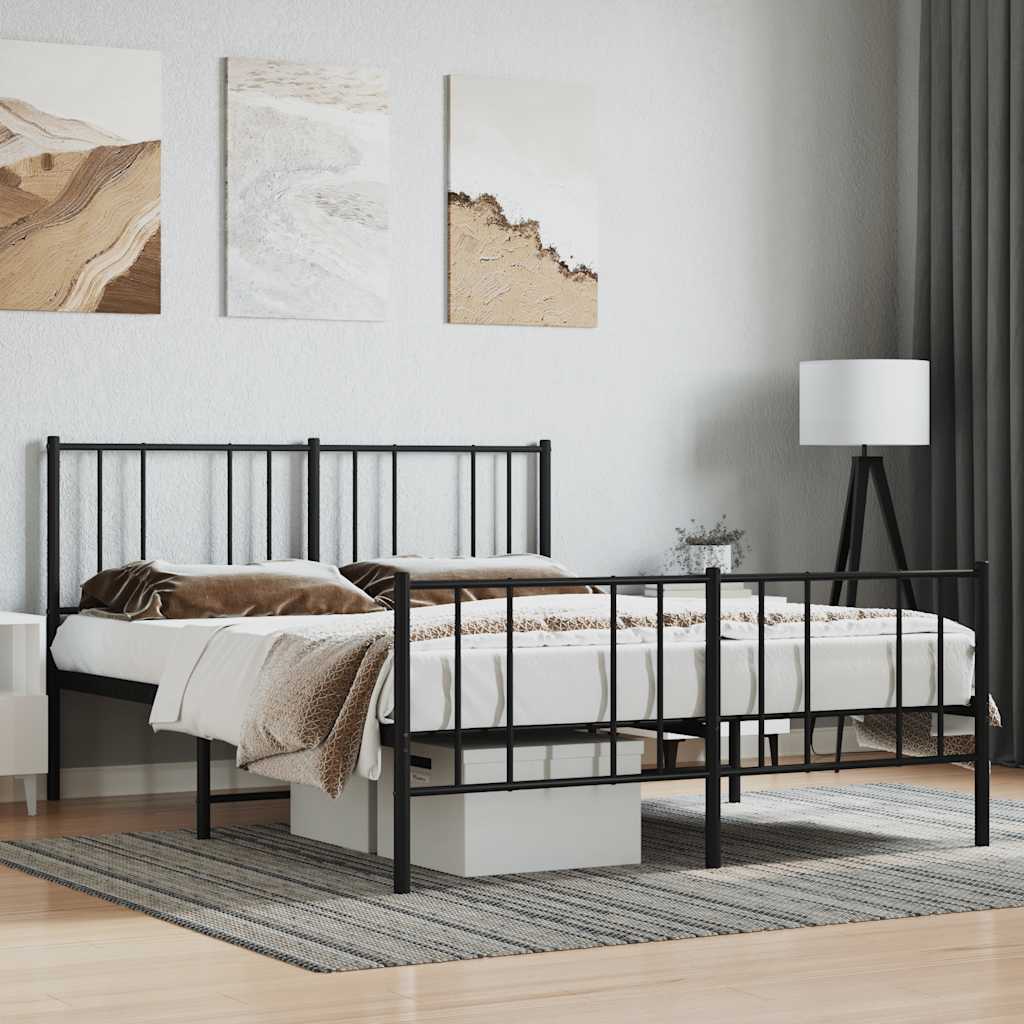 Estrutura de cama sem colchão com pés 160x200 cm preto