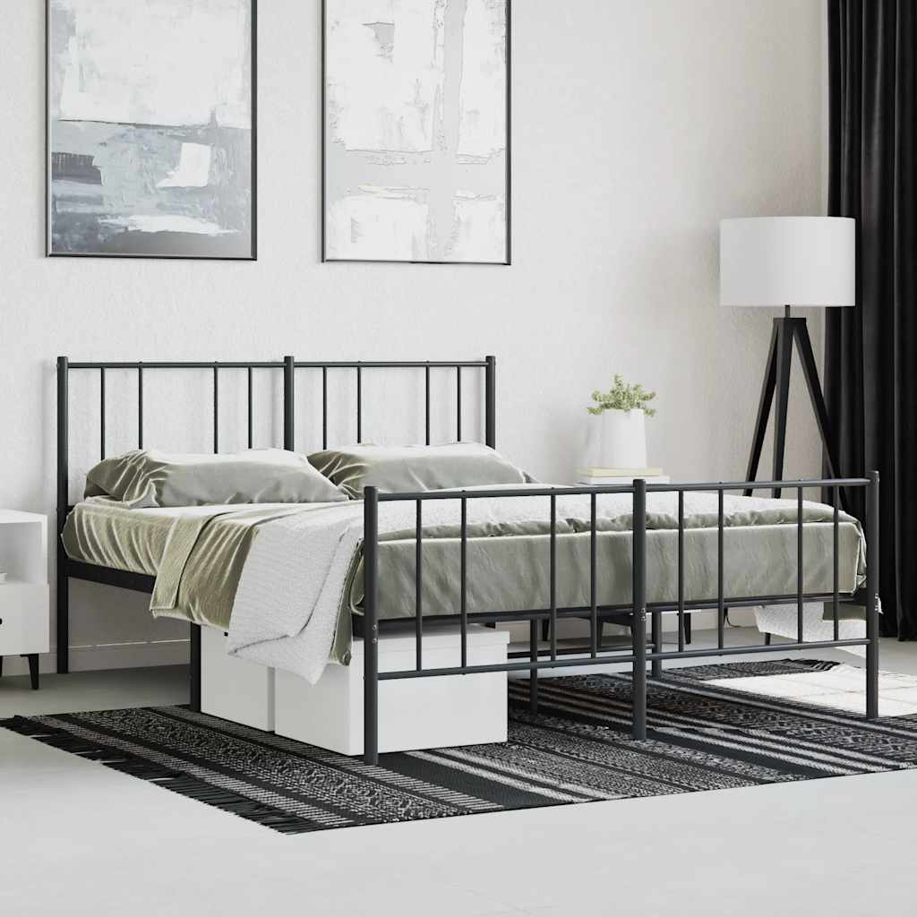 Estrutura de cama sem colchão com pés 160x200 cm preto
