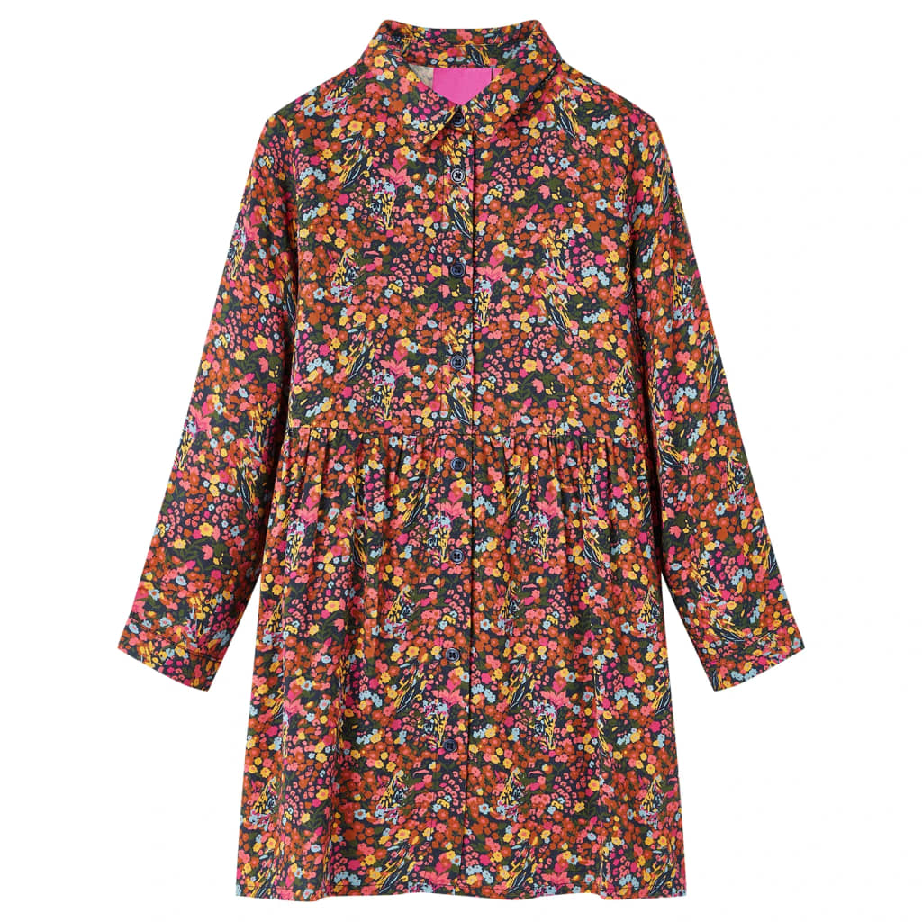 Vestido de manga comprida para criança multicor 128