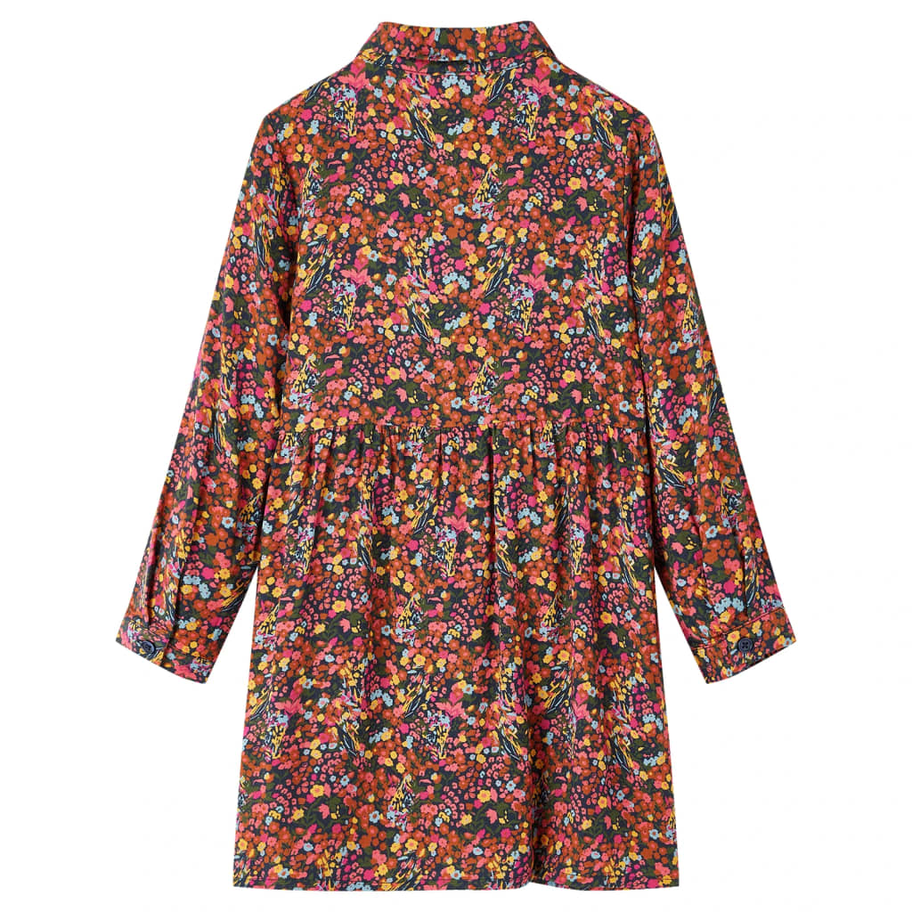 Vestido de manga comprida para criança multicor 128