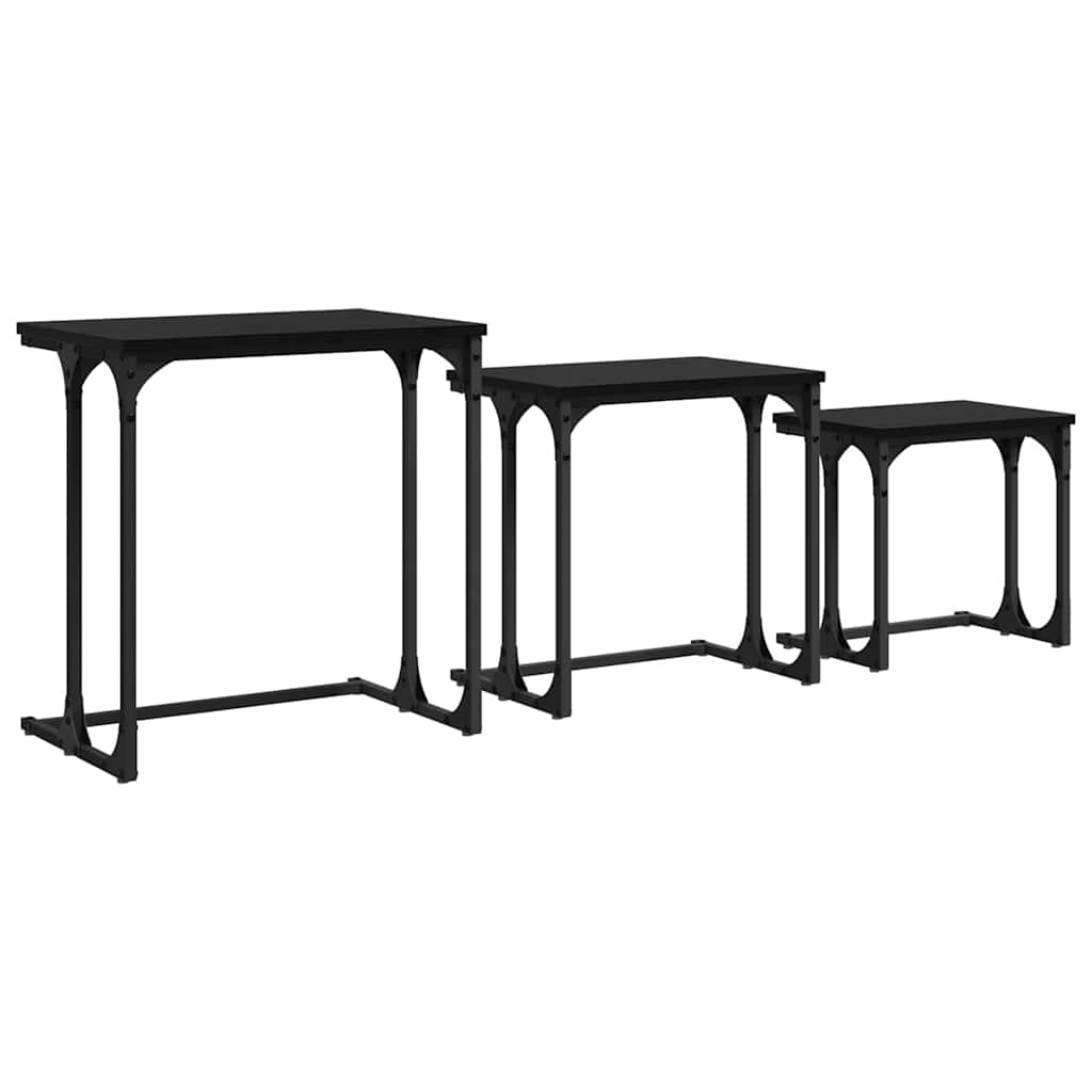 Mesa de café empilhável 3 unid. carvalho preto