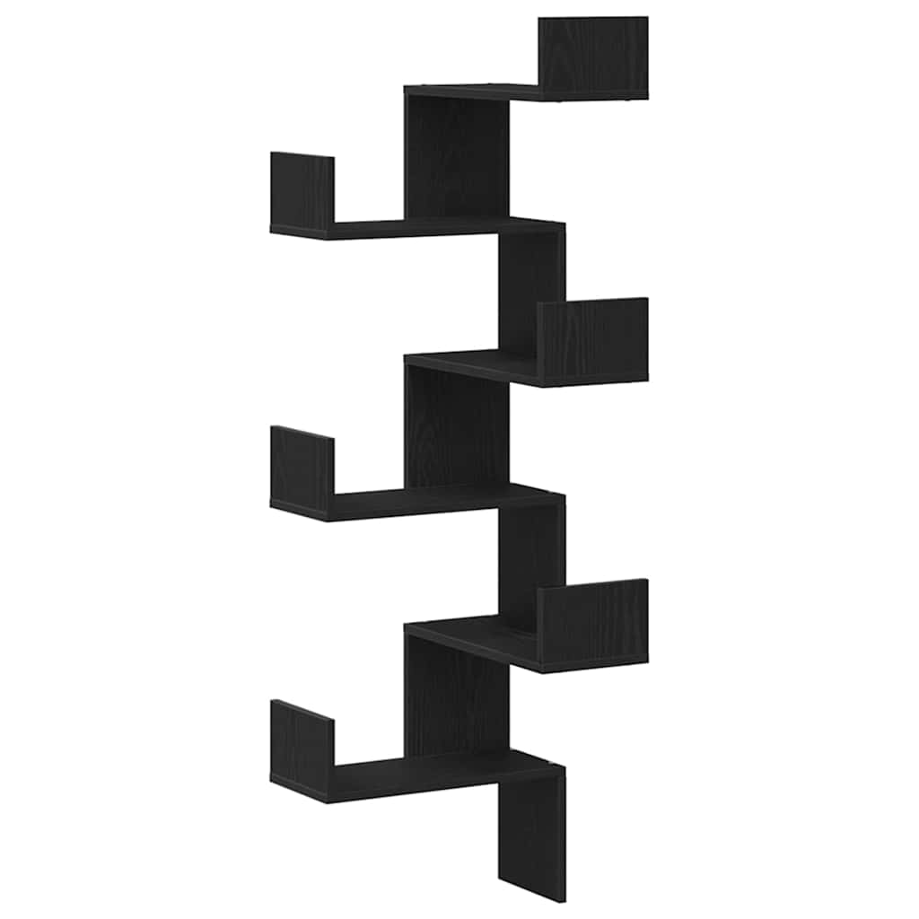 Estante de canto de parede carvalho preto 45 x 45 x 147 cm