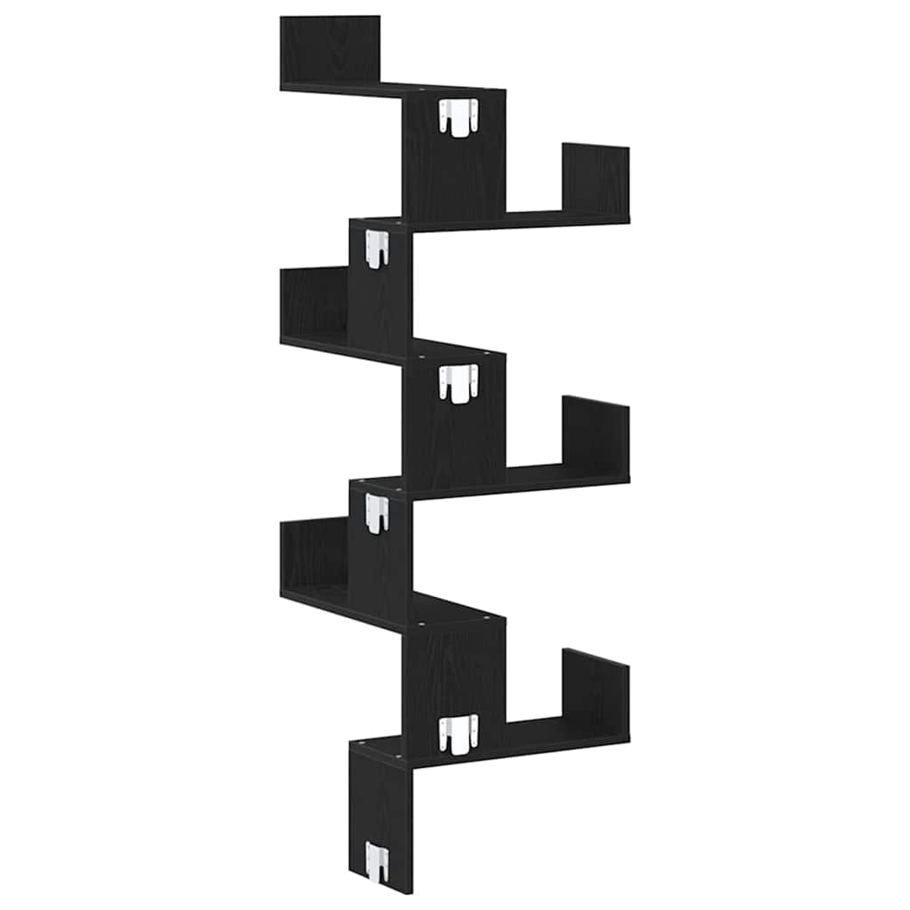 Estante de canto de parede carvalho preto 45 x 45 x 147 cm