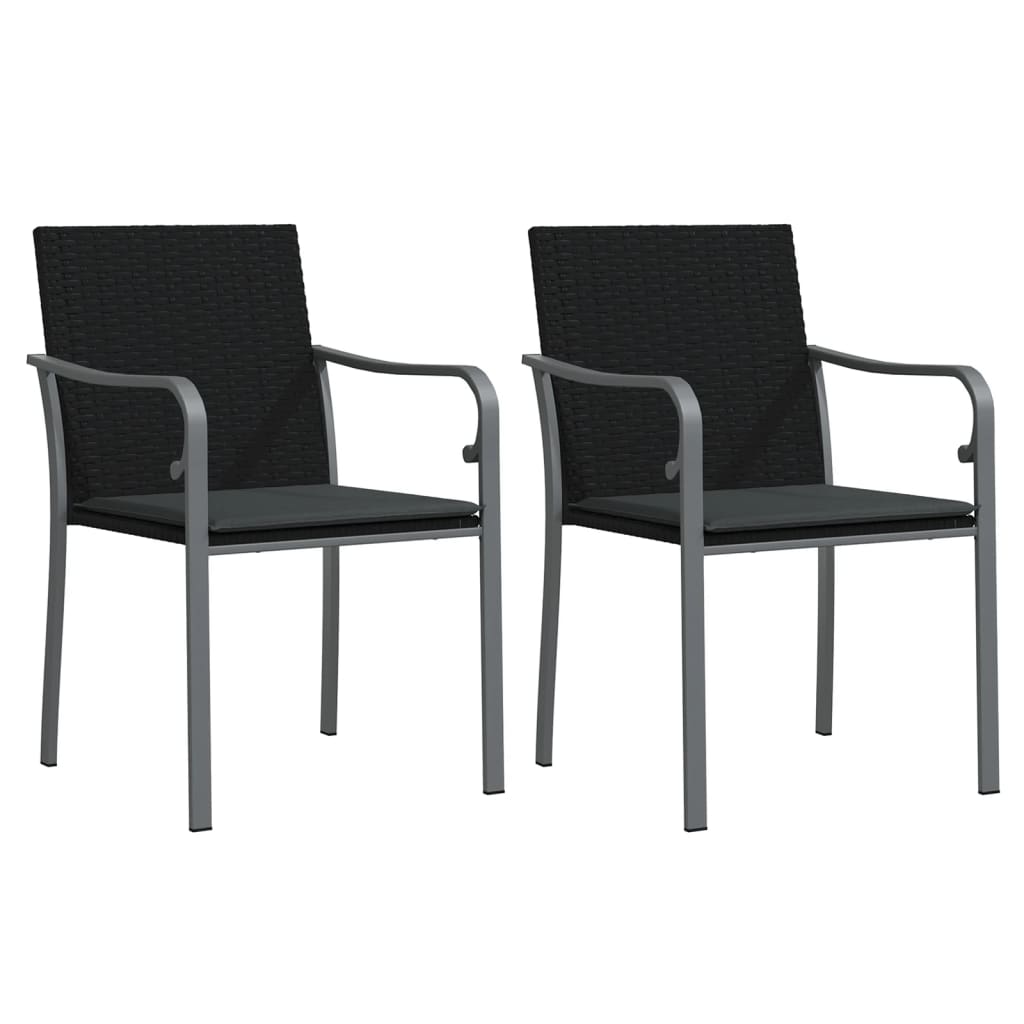 3 Pcs conjunto de jantar p/ jardim c/ almofadões vime PE e aço