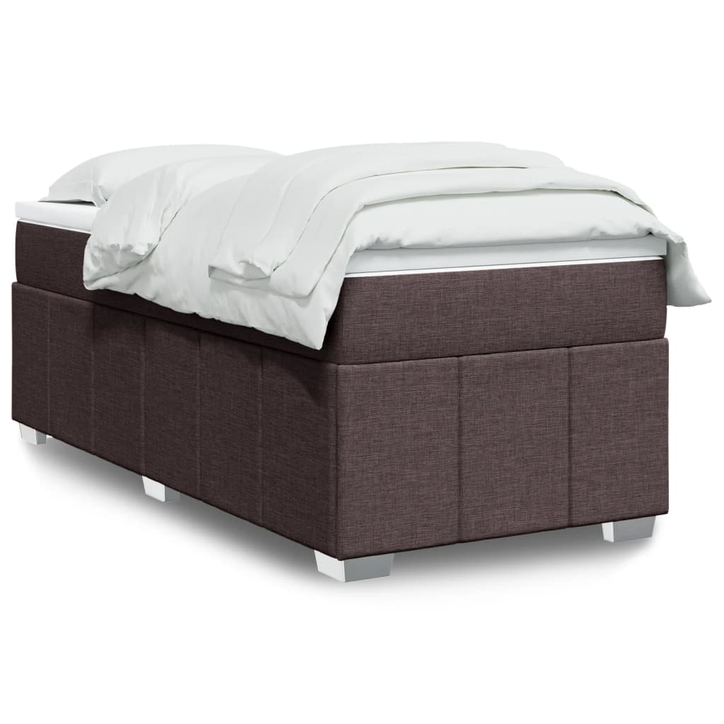 Cama com molas/colchão 90x200 cm tecido castanho-escuro