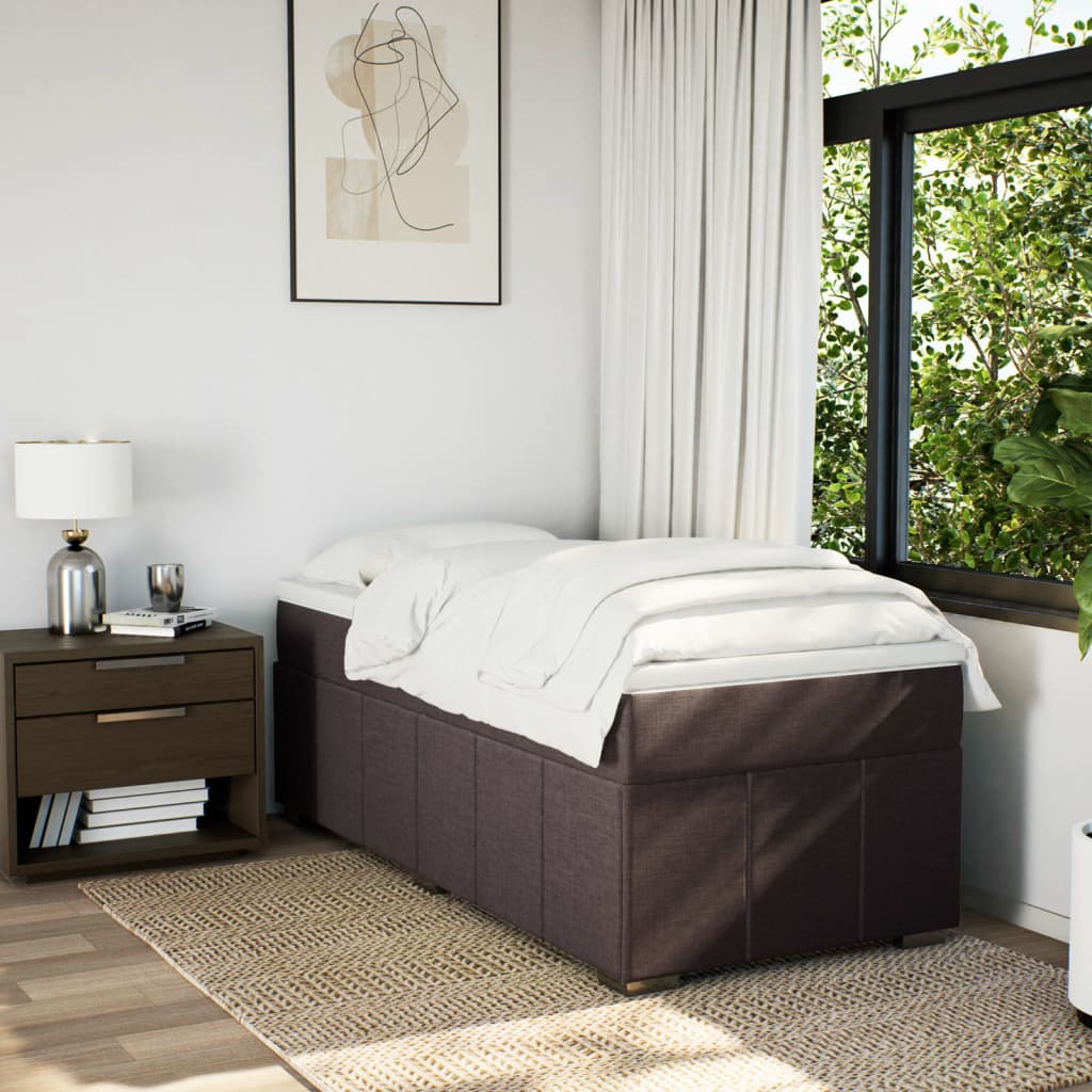Cama com molas/colchão 90x200 cm tecido castanho-escuro