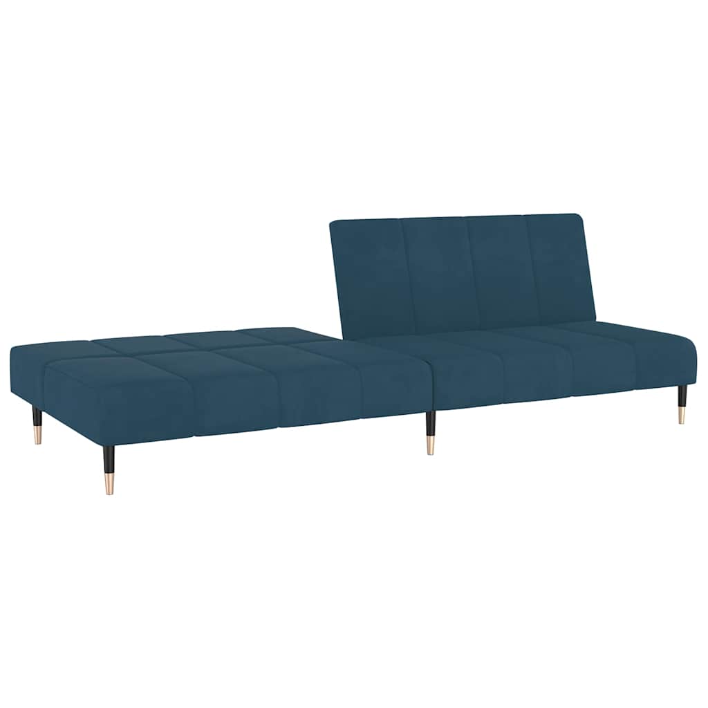 Sofá-cama de 2 lugares veludo azul