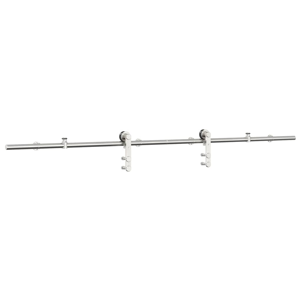 Kit ferragens p/ porta deslizante 183cm aço inoxidável prateado