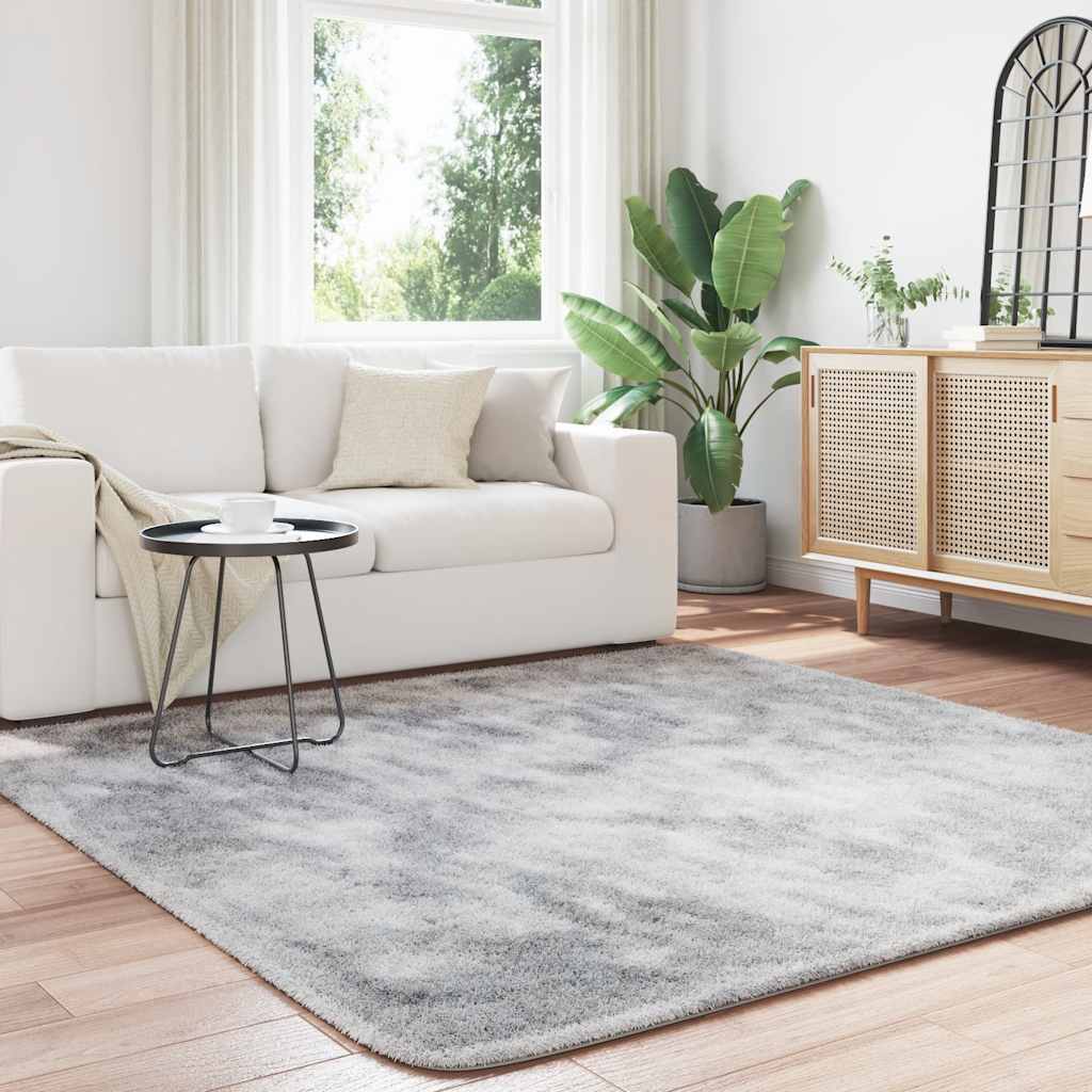 Tapete shaggy de pelo alto navarra 200x200cm cinzento prateado