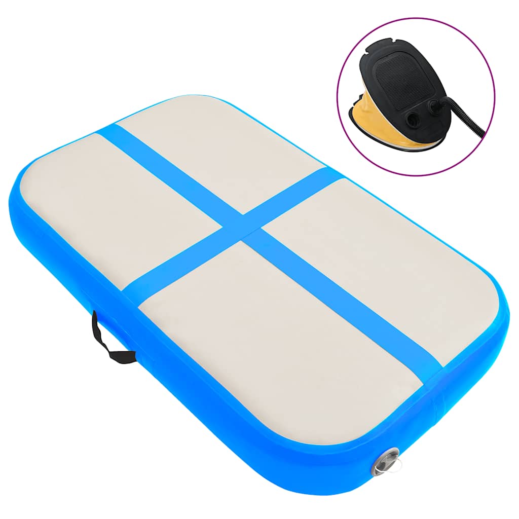 Colchão de ginástica insuflável c/ bomba 60x100x15 cm PVC azul