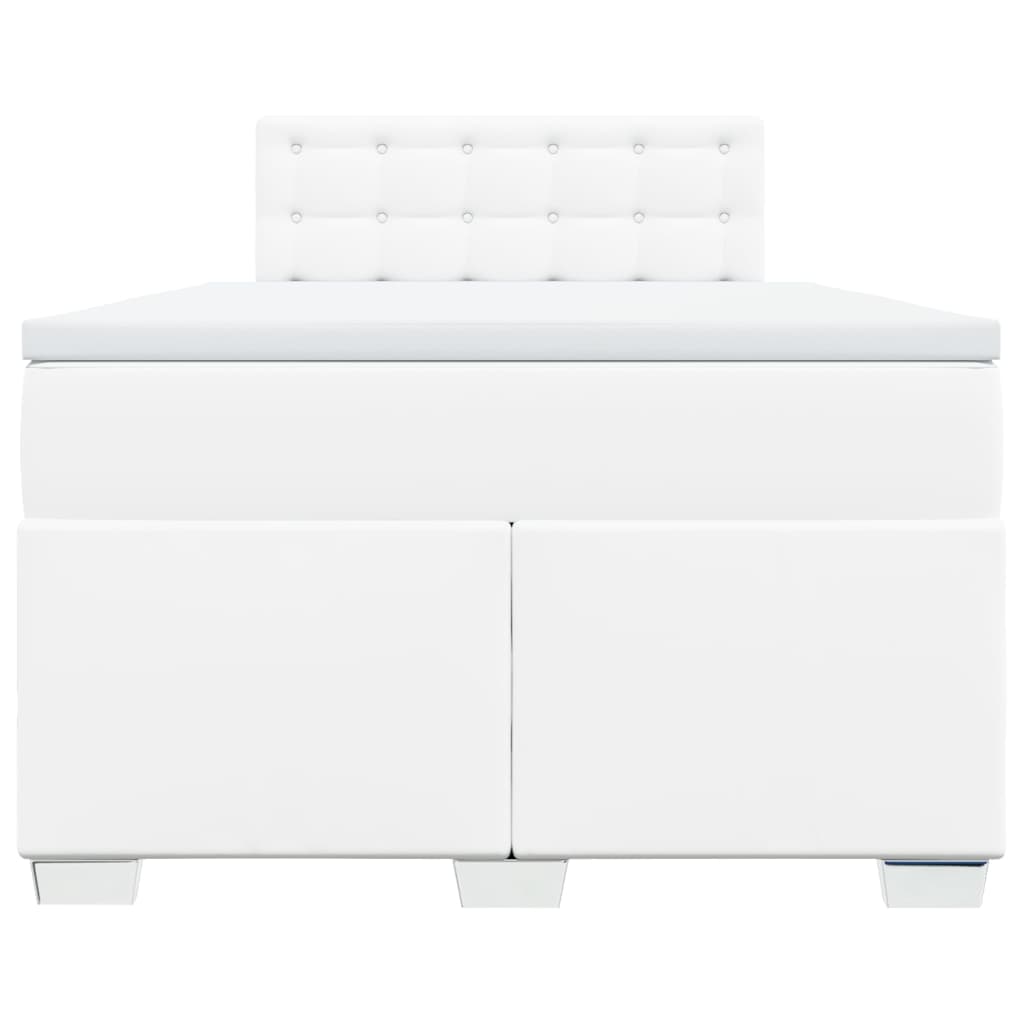 Cama com molas/colchão 120x200 cm couro artificial branco