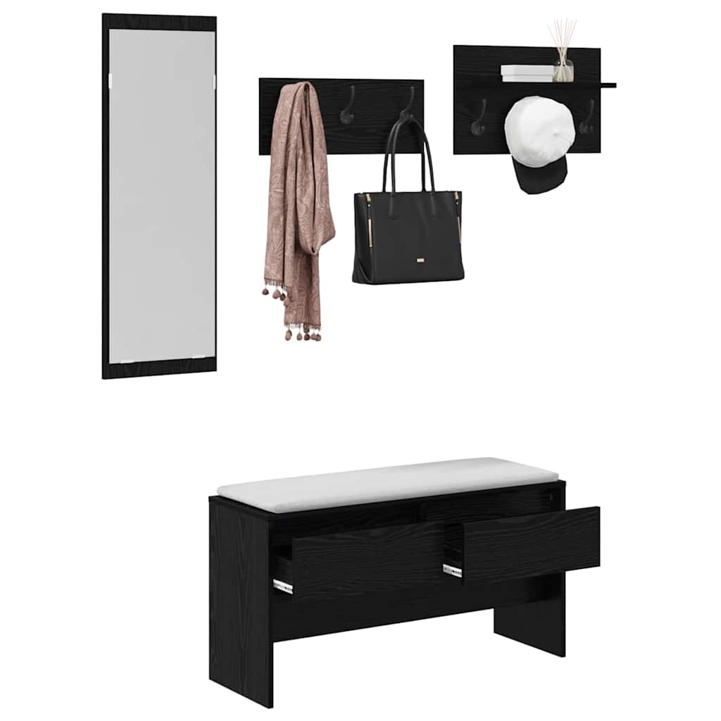 Conjunto de móveis de corredor 4 unid. carvalho preto