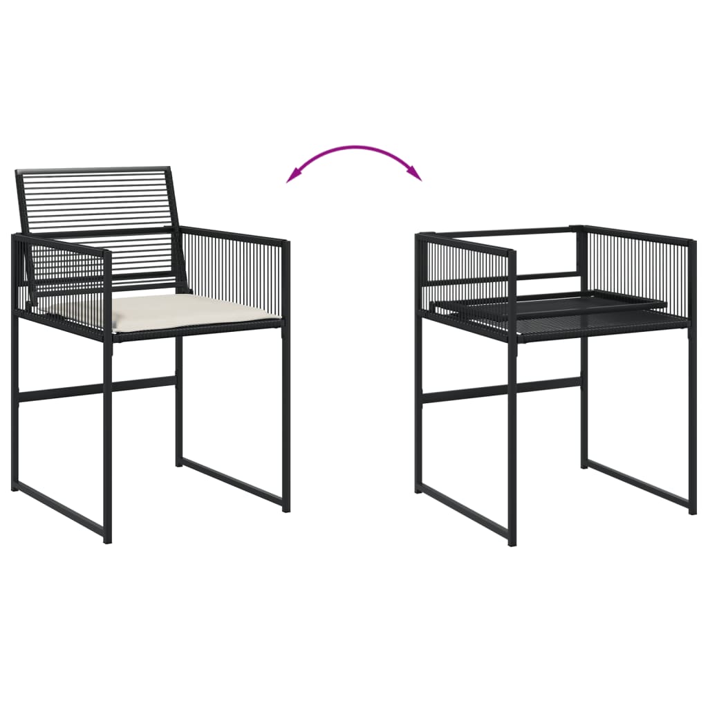 13 Pcs conjunto de jantar p/jardim com almofadões vime PE preto