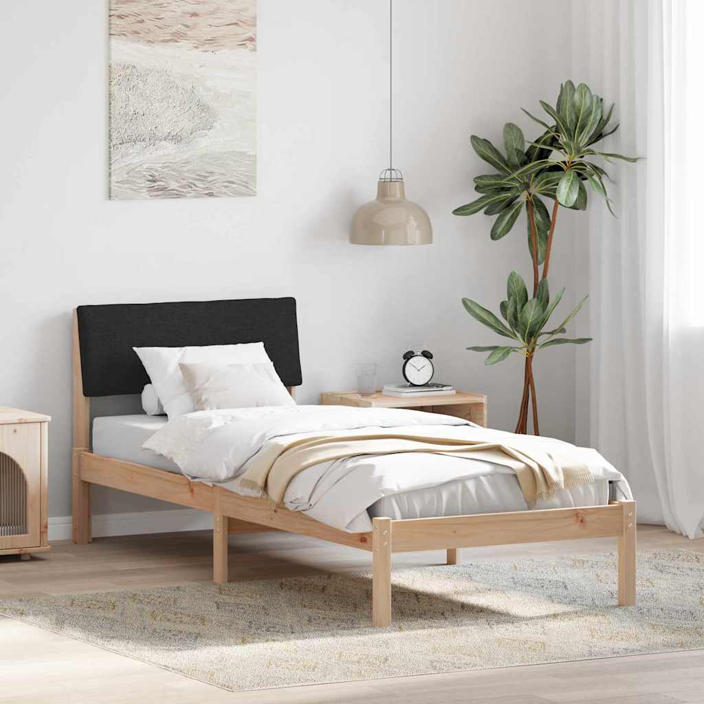Estrutura da cama com cabeceira castanho e preto 75 x 190 cm