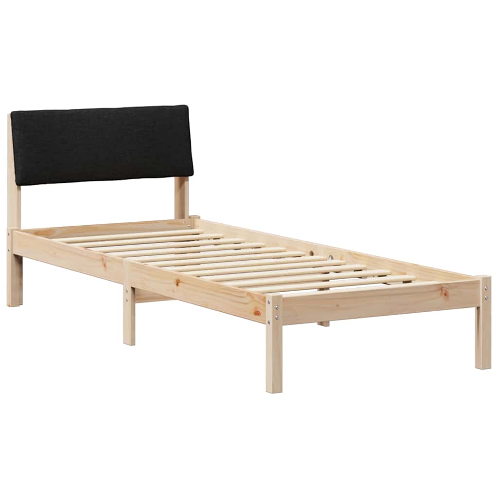 Estrutura da cama com cabeceira castanho e preto 75 x 190 cm