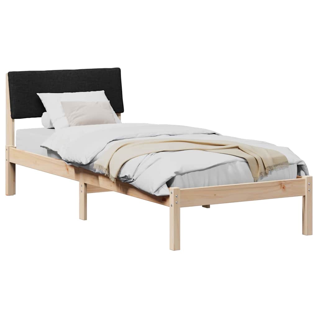 Estrutura da cama com cabeceira castanho e preto 75 x 190 cm