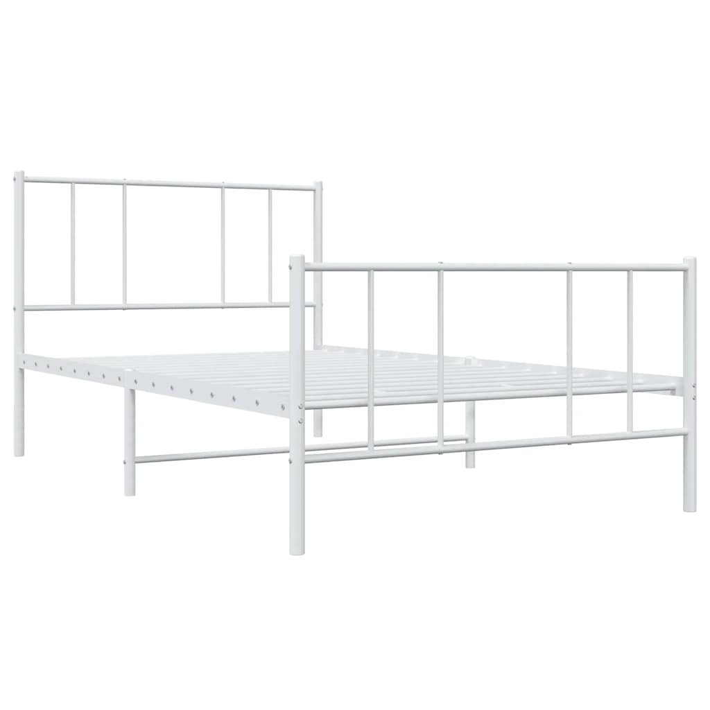 Estrutura de cama com cabeceira e pés 100x190 cm metal branco