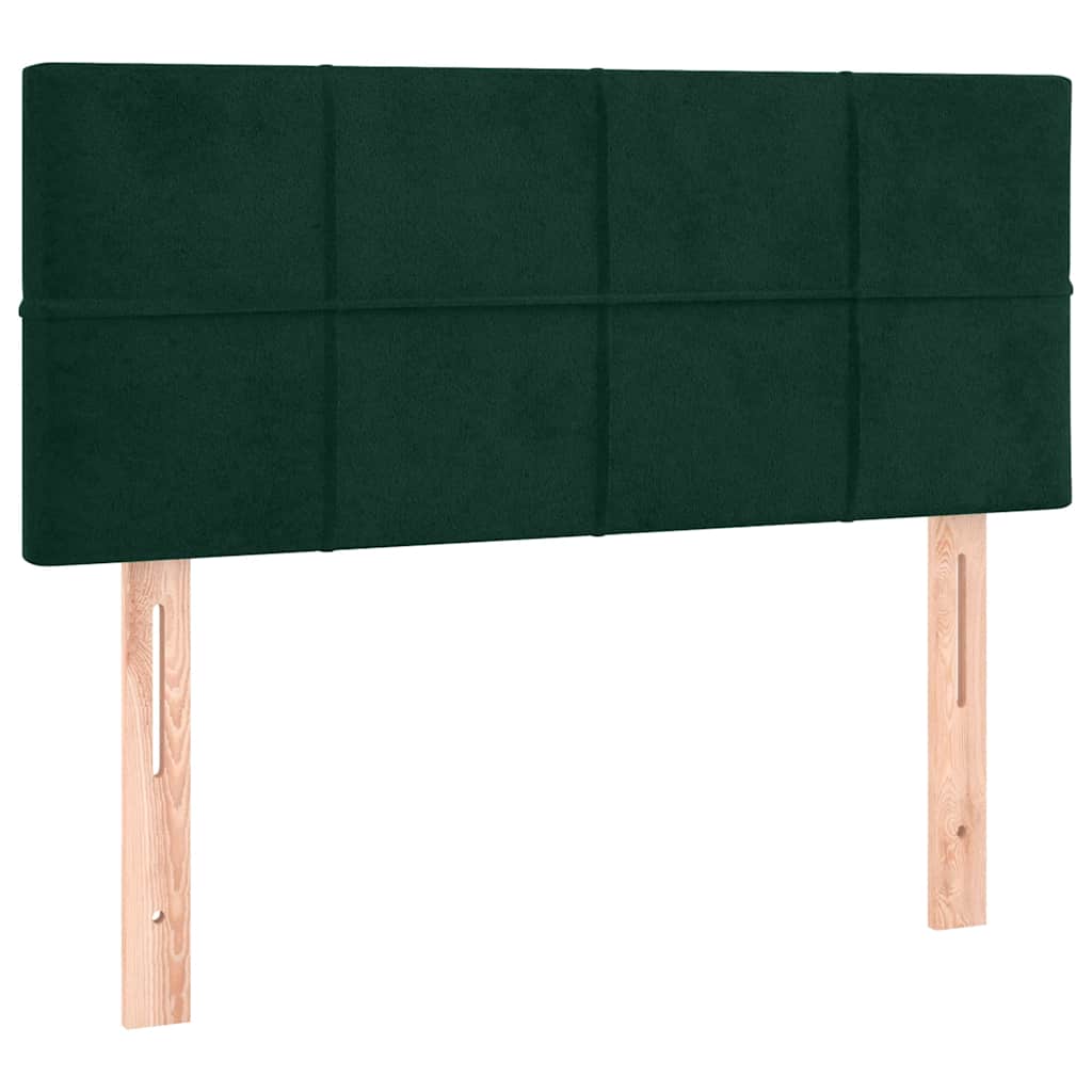 Cabeceira de cama c/luzes LED veludo 100x5x78/88cm verde-escuro