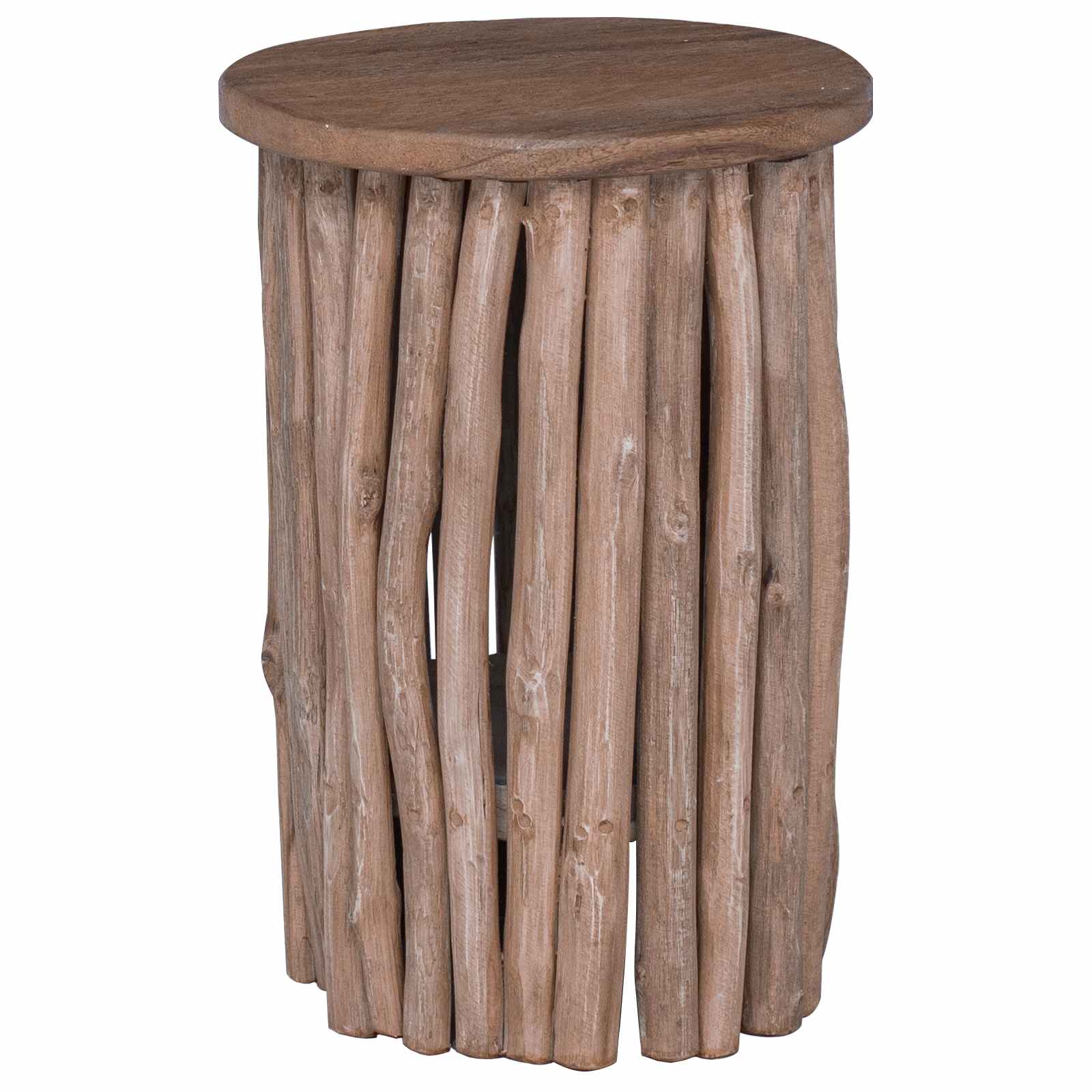 Banqueta natural 30 x 30 x 45 cm madeira de teca sólida