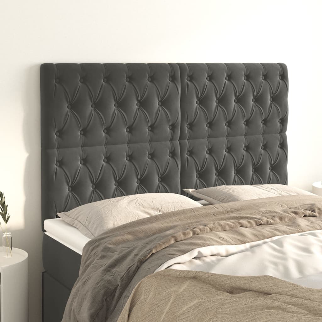 Cabeceira cinza escuro 160x7x118/128 cm veludo
