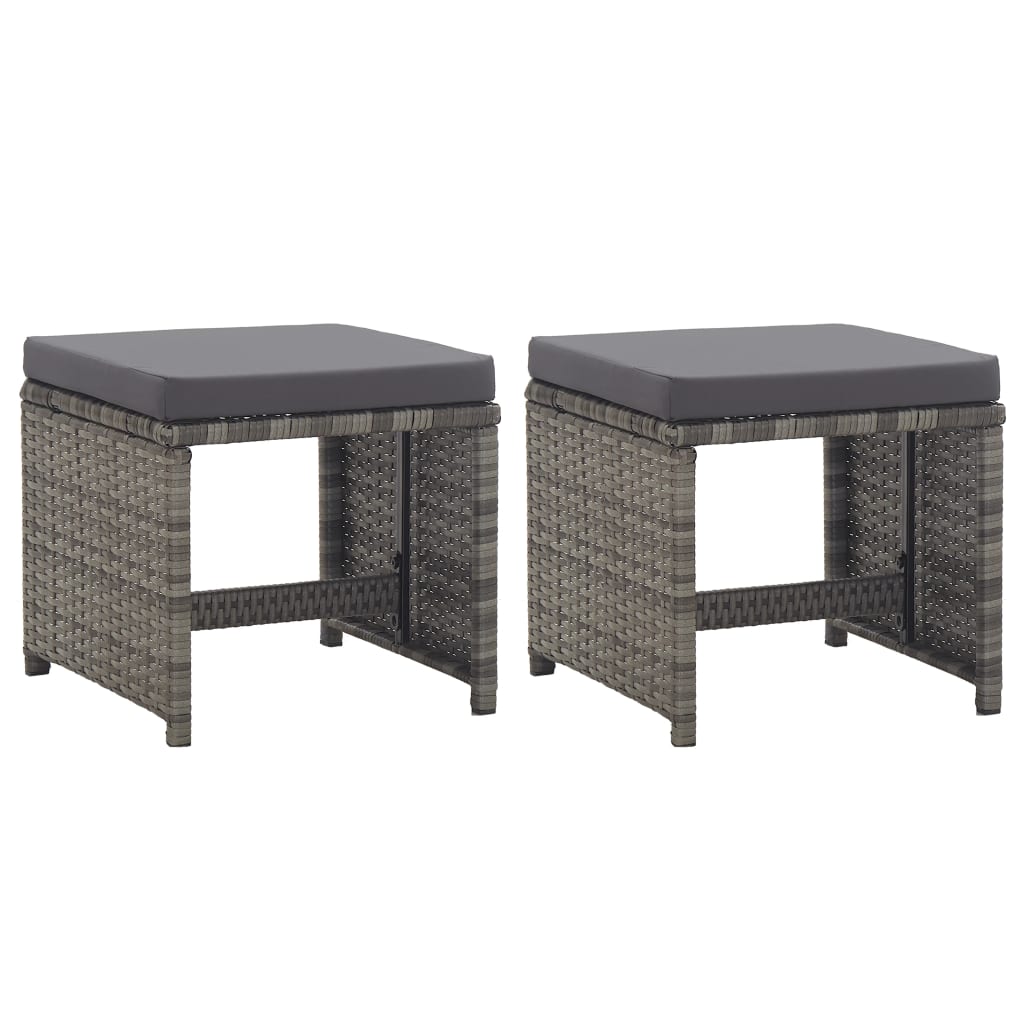 Bancos de jardim 2 pcs com almofadões em vime PE antracite