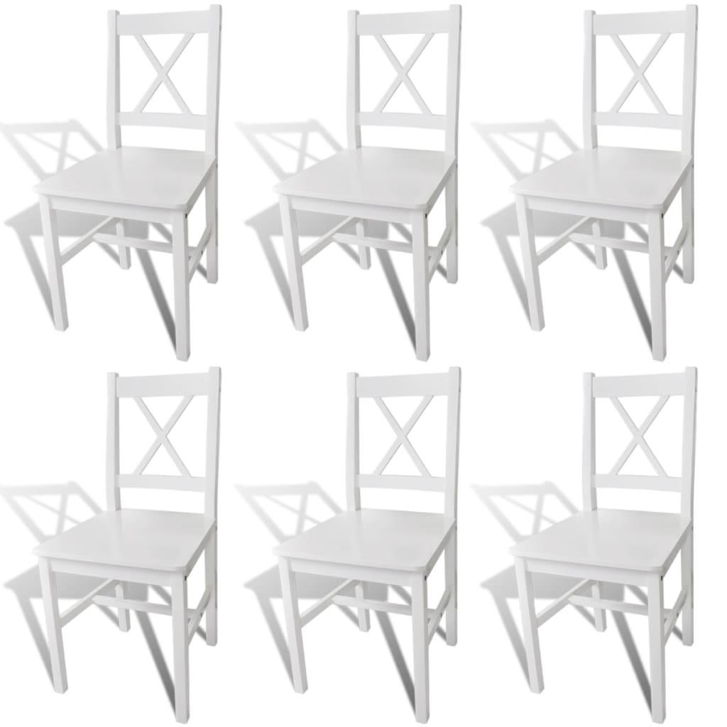 Cadeiras de jantar 6 pcs madeira de pinho branco