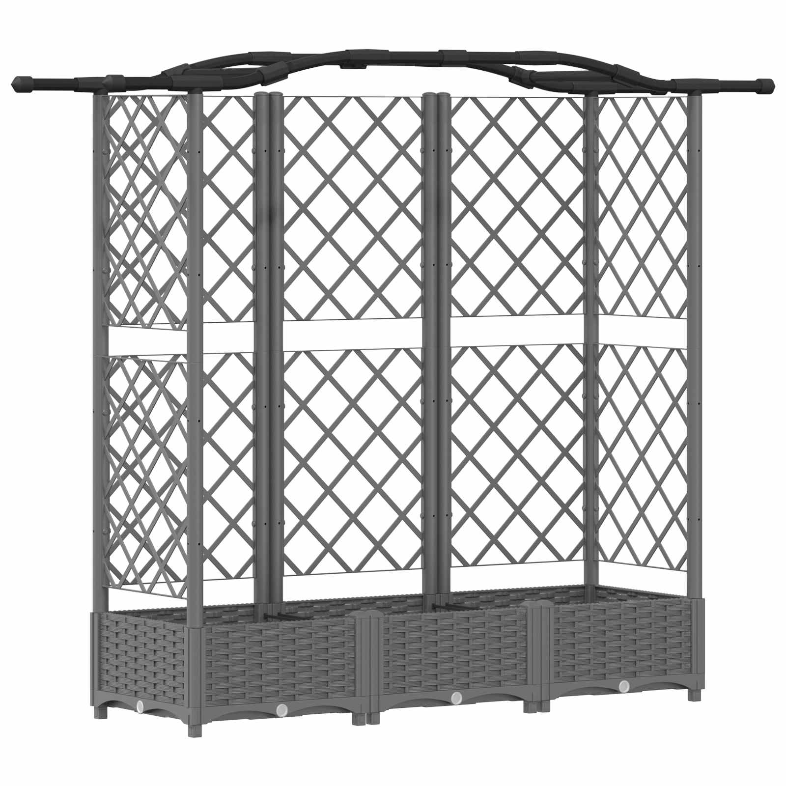 Cama elevada com treliça e telhado cinzento-claro PP