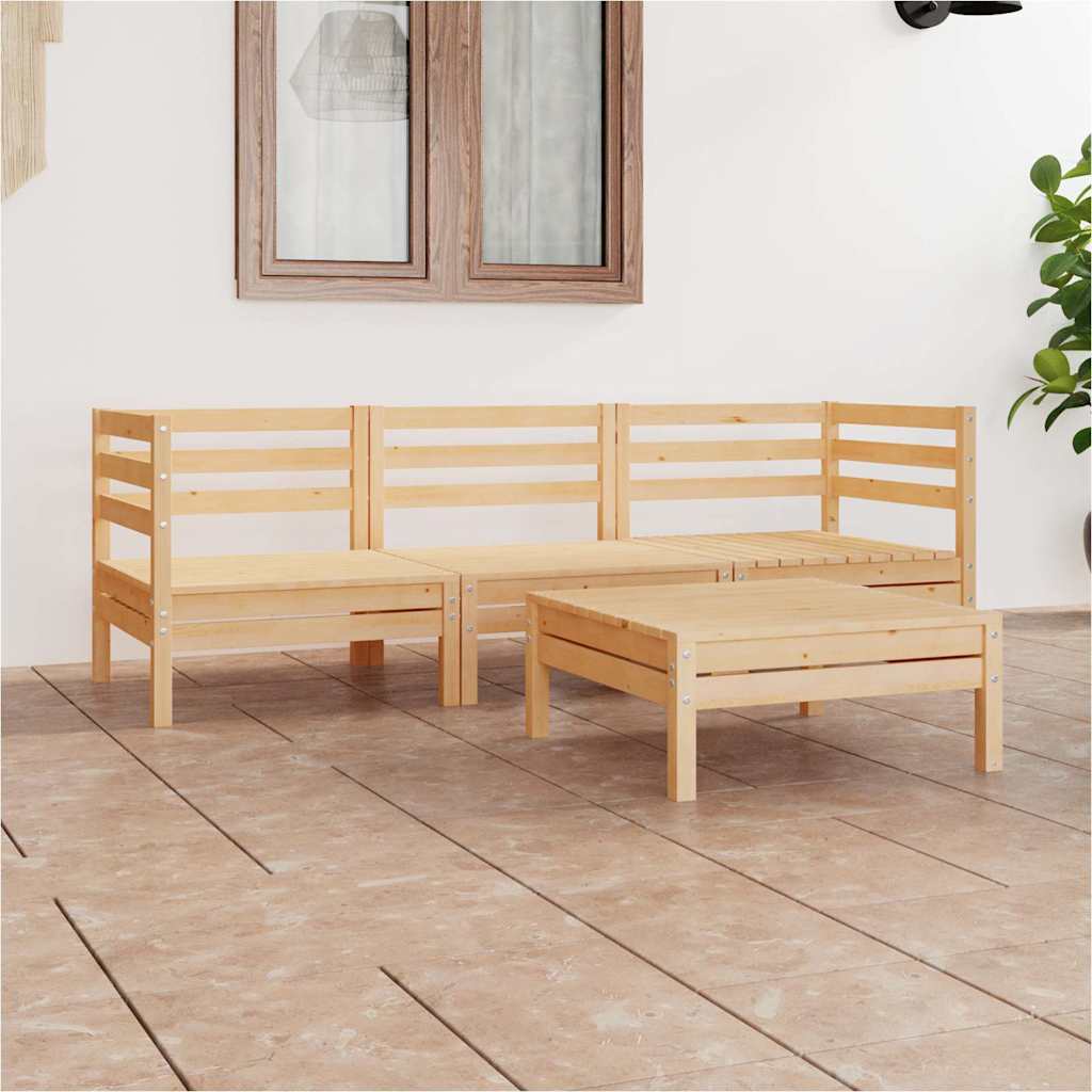 4 Pcs conjunto lounge de jardim pinho maciço