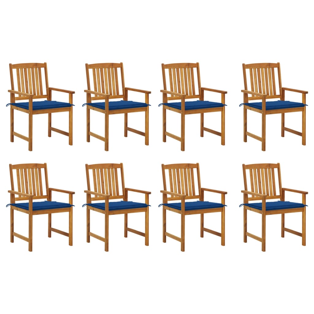 Cadeiras de jardim com almofadões 8 pcs acácia maciça
