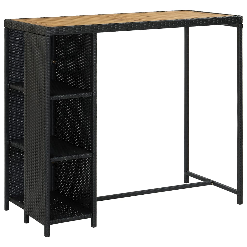 5 Pcs conjunto de bar p/ jardim c/ almofadões vime PE preto