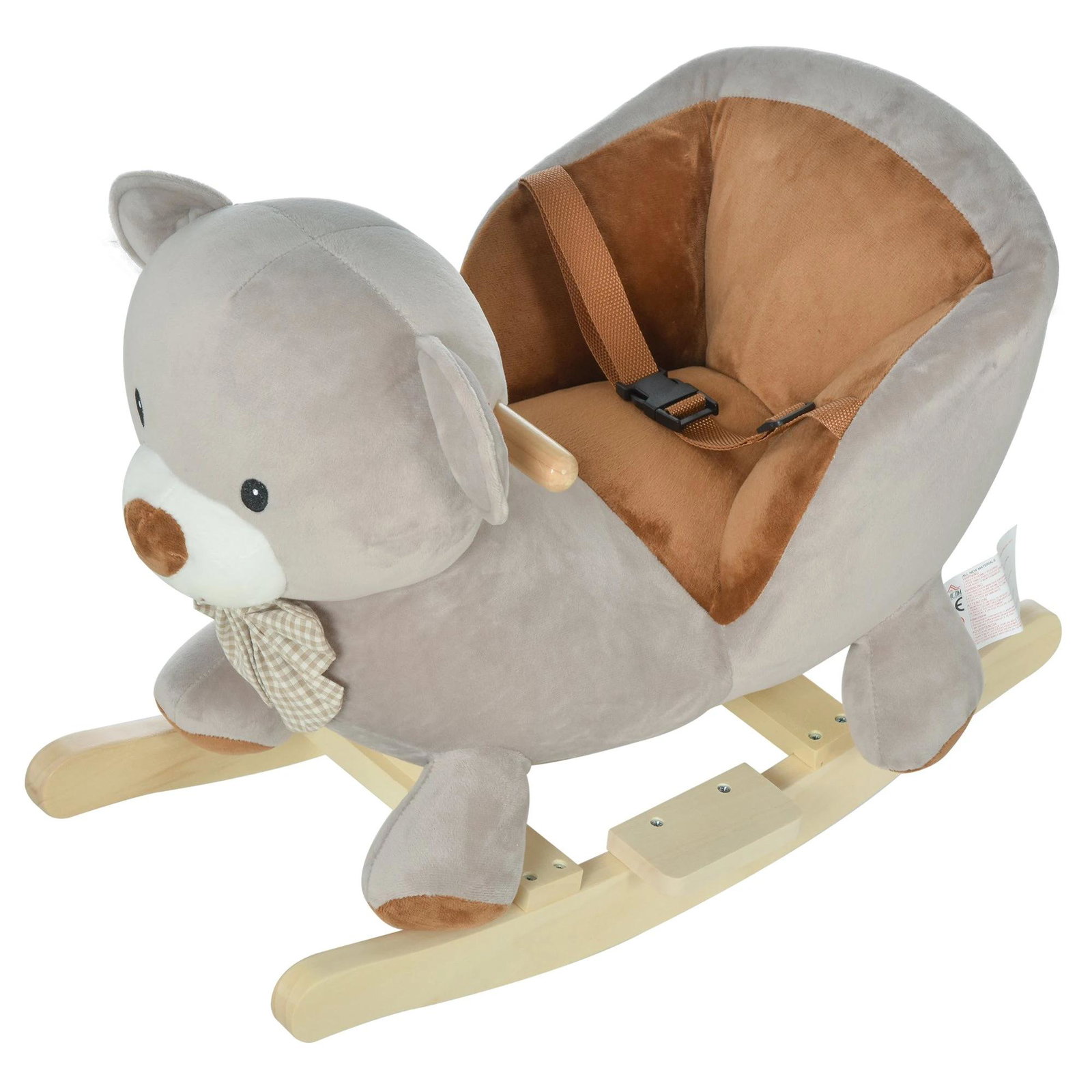 Cavalo de balanço com forma de urso para bebê acima de 18 meses com som 60x33x50