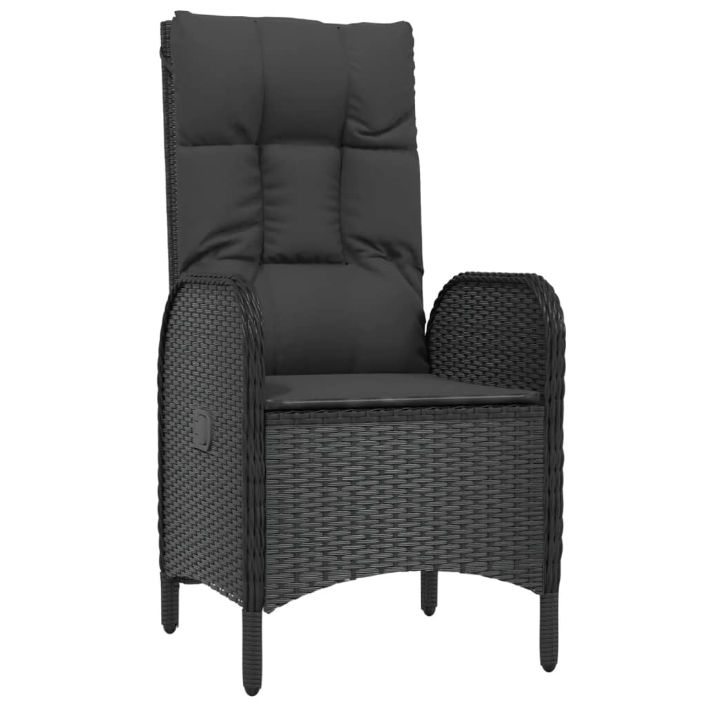 9 Pcs conjunto de jantar p/ jardim c/ almofadões vime PE preto