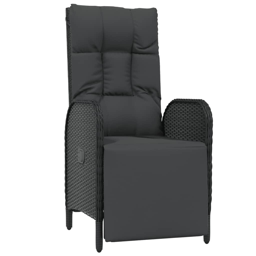 9 Pcs conjunto de jantar p/ jardim c/ almofadões vime PE preto