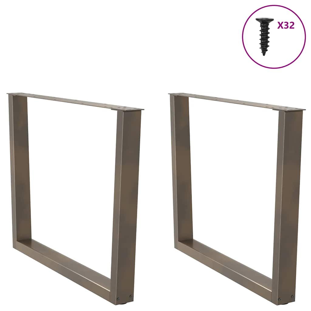 Pés para mesa de jantar em formato de v, 2 peças, aço natural, 100x(72-73,3) cm, aço