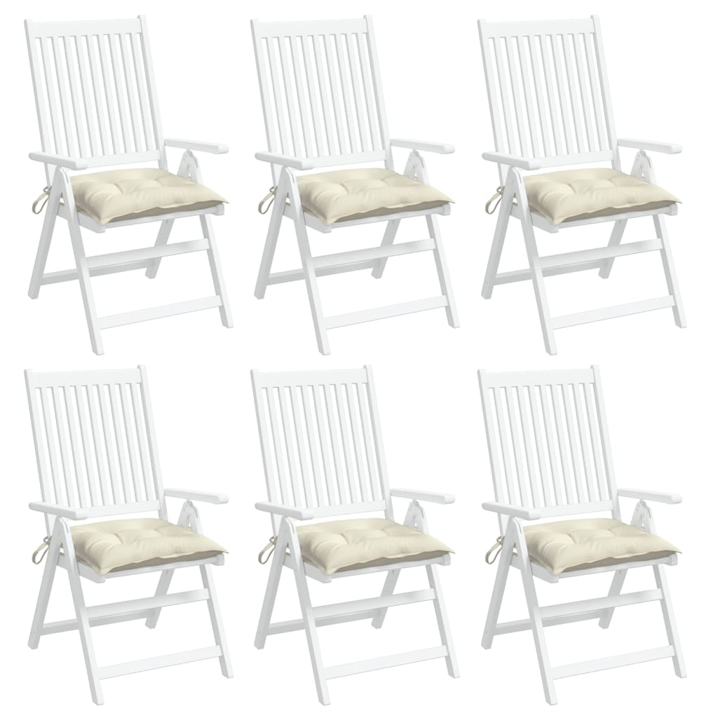 Almofadões de cadeira 6 pcs 40x40x7cm tecido oxford branco nata