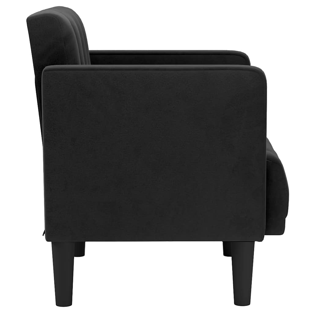 Poltrona com apoio de braços 53 cm veludo preto
