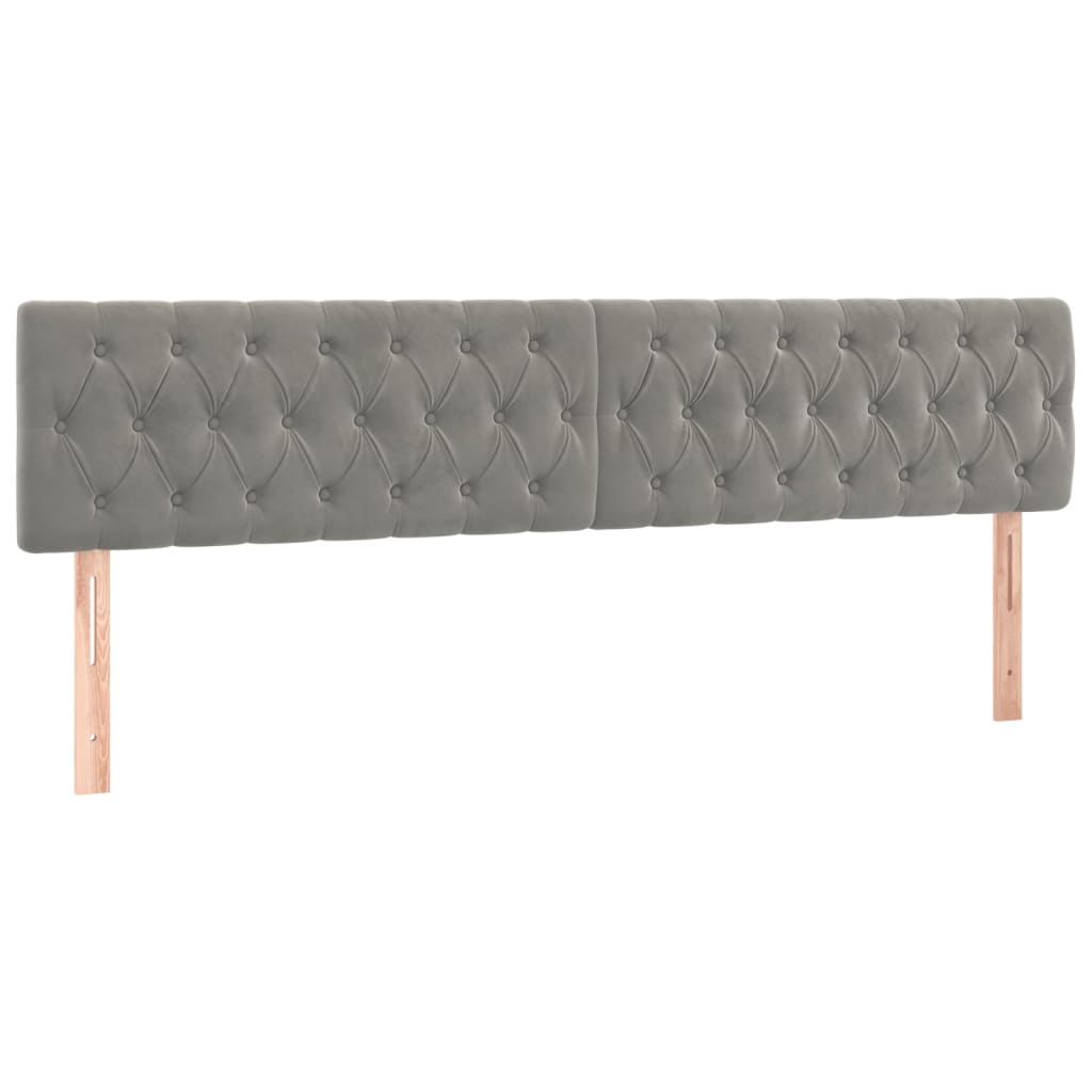 Cabeceira de cama c/luzes LED veludo 200x7x78/88 cm cinza-claro