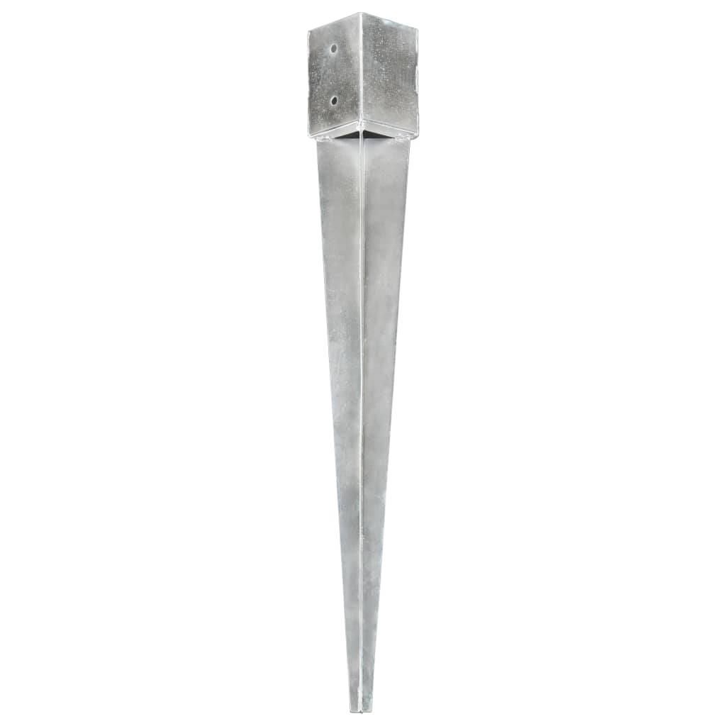 Estacas de enterrar 12 pcs 10x10x91 cm aço galvanizado prateado