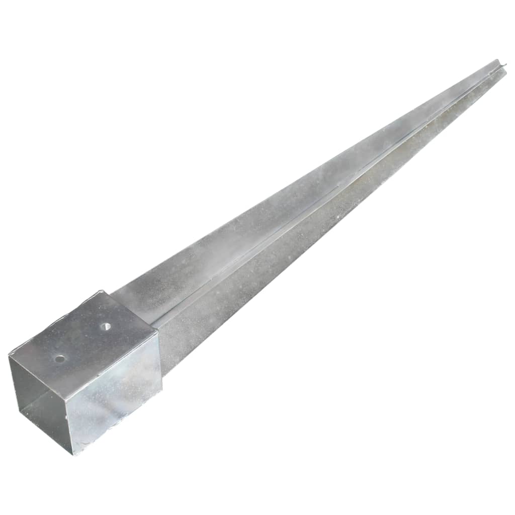 Estacas de enterrar 12 pcs 10x10x91 cm aço galvanizado prateado