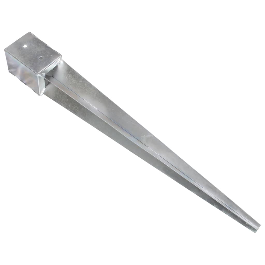 Estacas de enterrar 12 pcs 10x10x91 cm aço galvanizado prateado