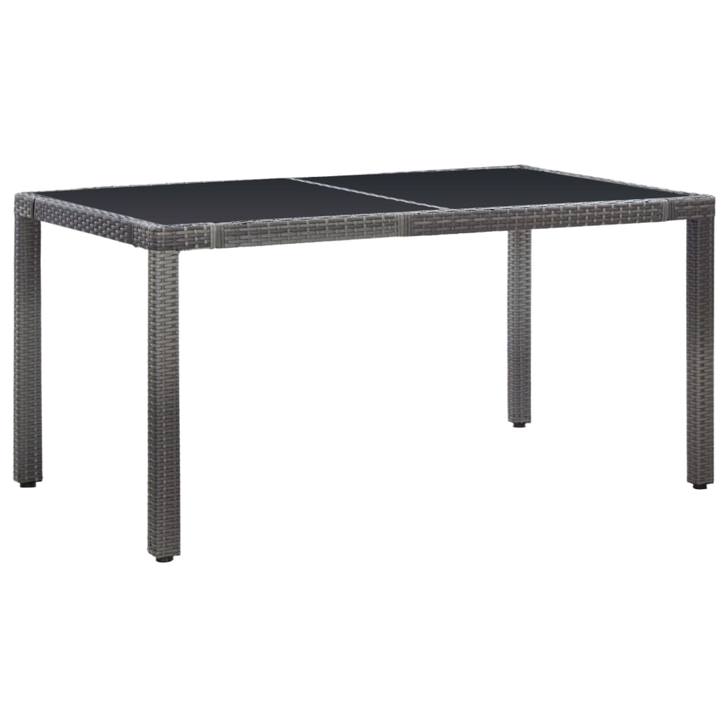 7 Pcs conjunto de jantar para exterior vime PE cinzento