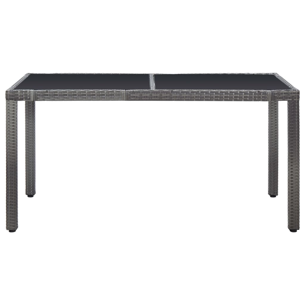 7 Pcs conjunto de jantar para exterior vime PE cinzento