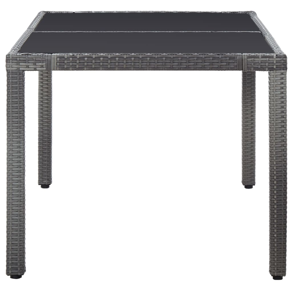 7 Pcs conjunto de jantar para exterior vime PE cinzento