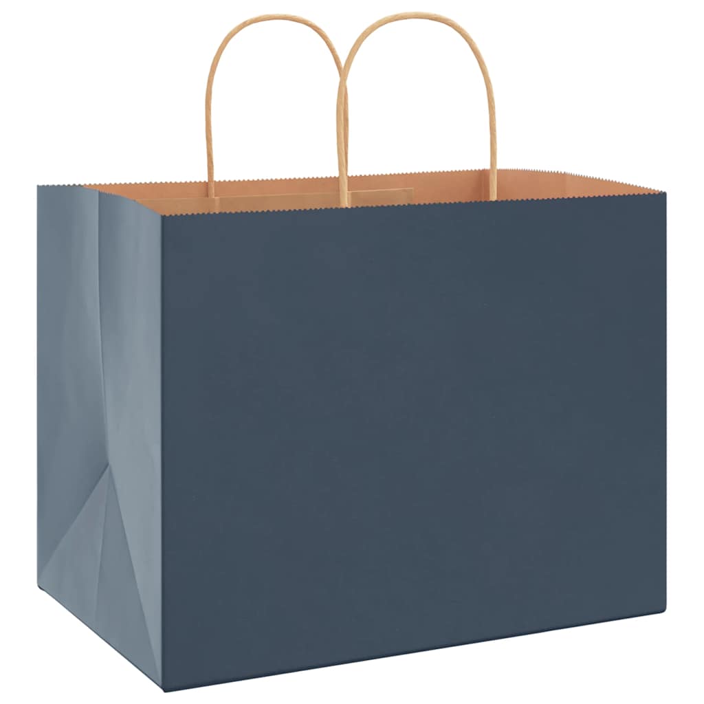 Sacos de papel 250 unid com alças azul 32x22x24 cm